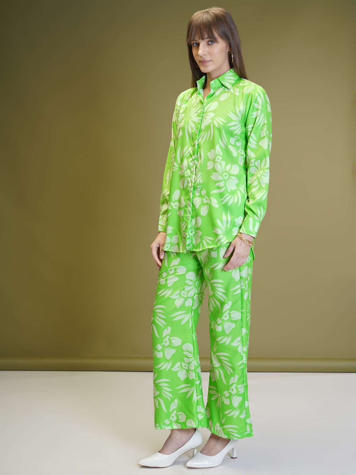 DESIGNER GREEN FLORAL CO-ORDS SET